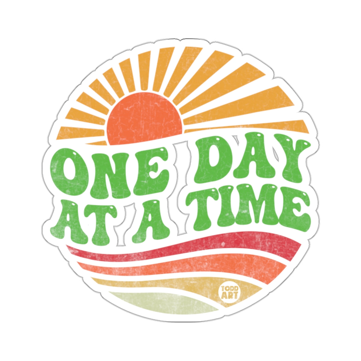 ONE DAY AT A TIME Retro Sun Waves Positive Vibes 