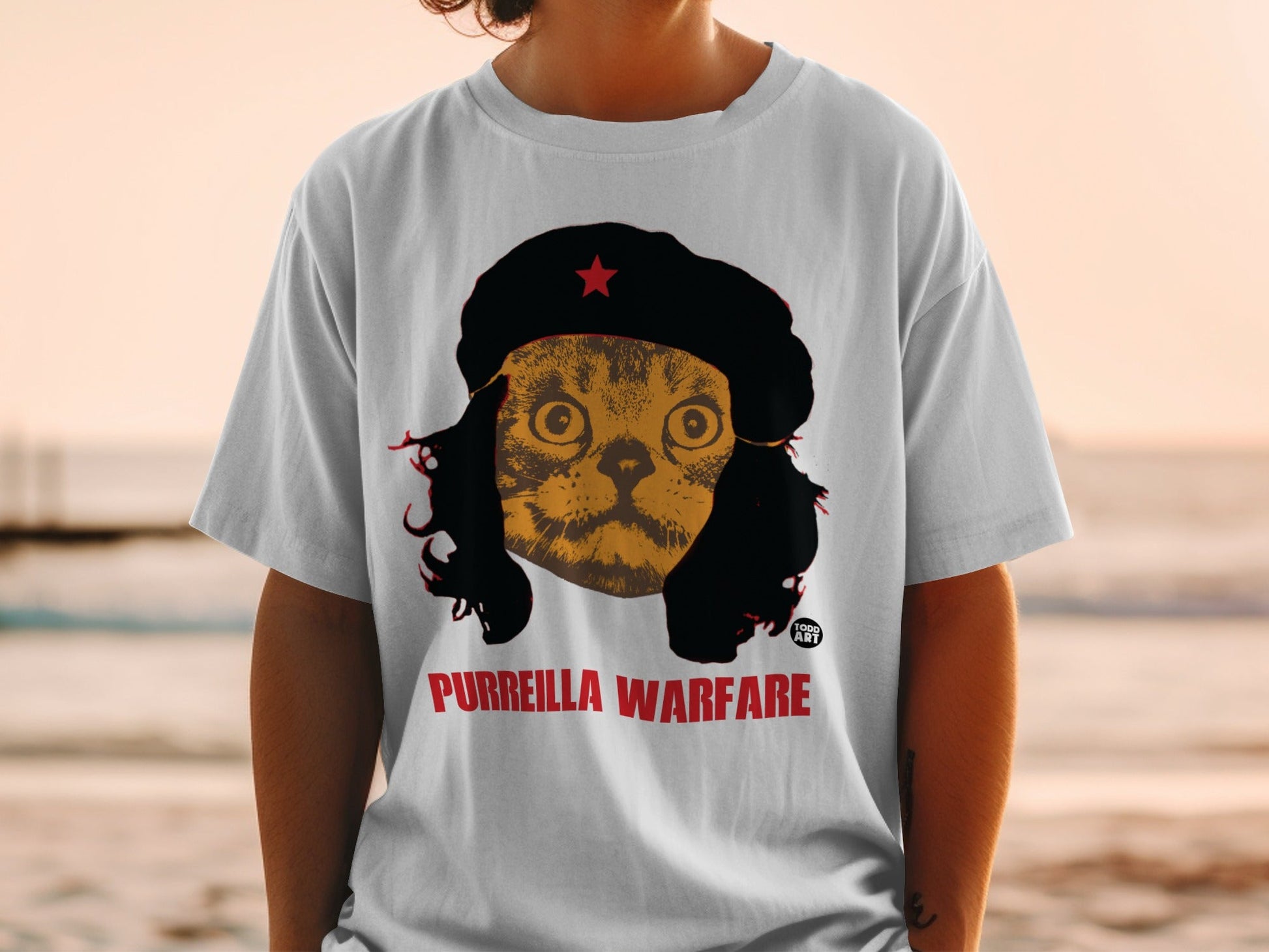 Purriella Warfare Cat with Hat Graphic T-Shirt