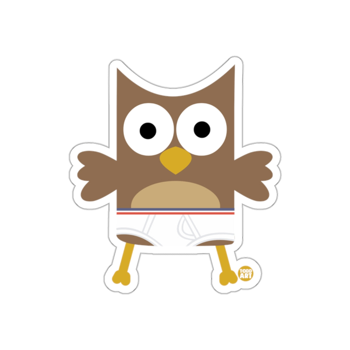 Cute Cartoon Owl Wearing Shorts Sticker