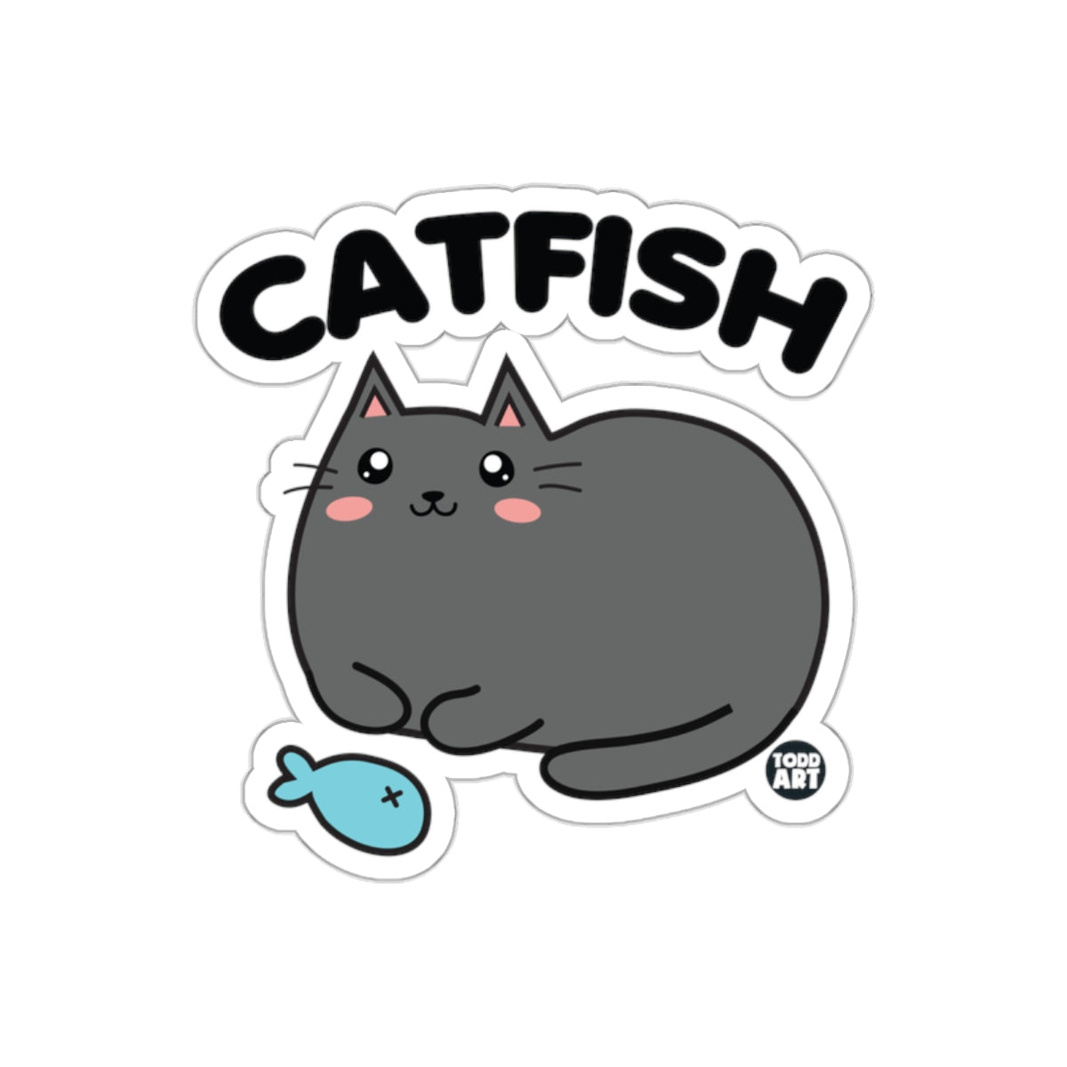 Cute Catfish With Its Fish Friend Illustrated sticker
