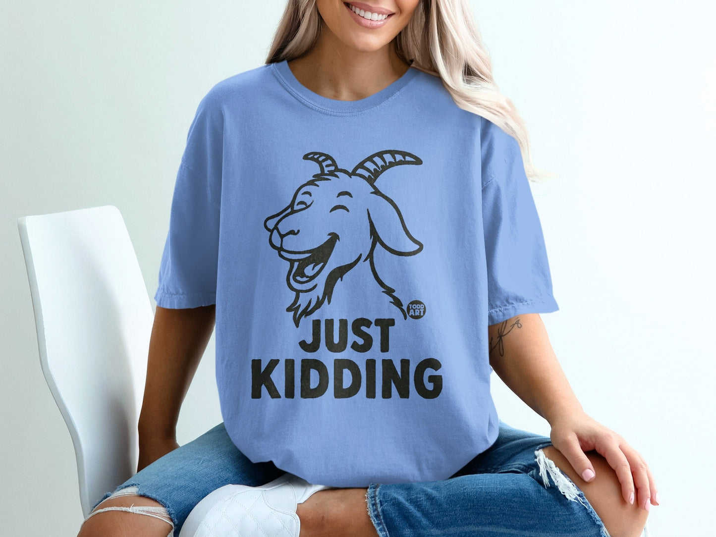 Just Kidding Goat Graphic Tee for Casual Wear