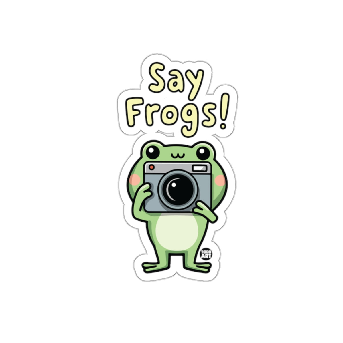Say Frogs Cute Camera Frog Sticker for Laptops or Cars