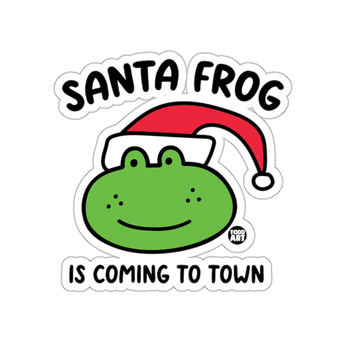 Santa Frog Is Coming To Town festive sticker