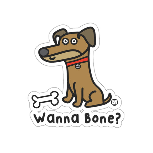 Wanna Bone? Cartoon Dog Sticker Fun and Quirky Design