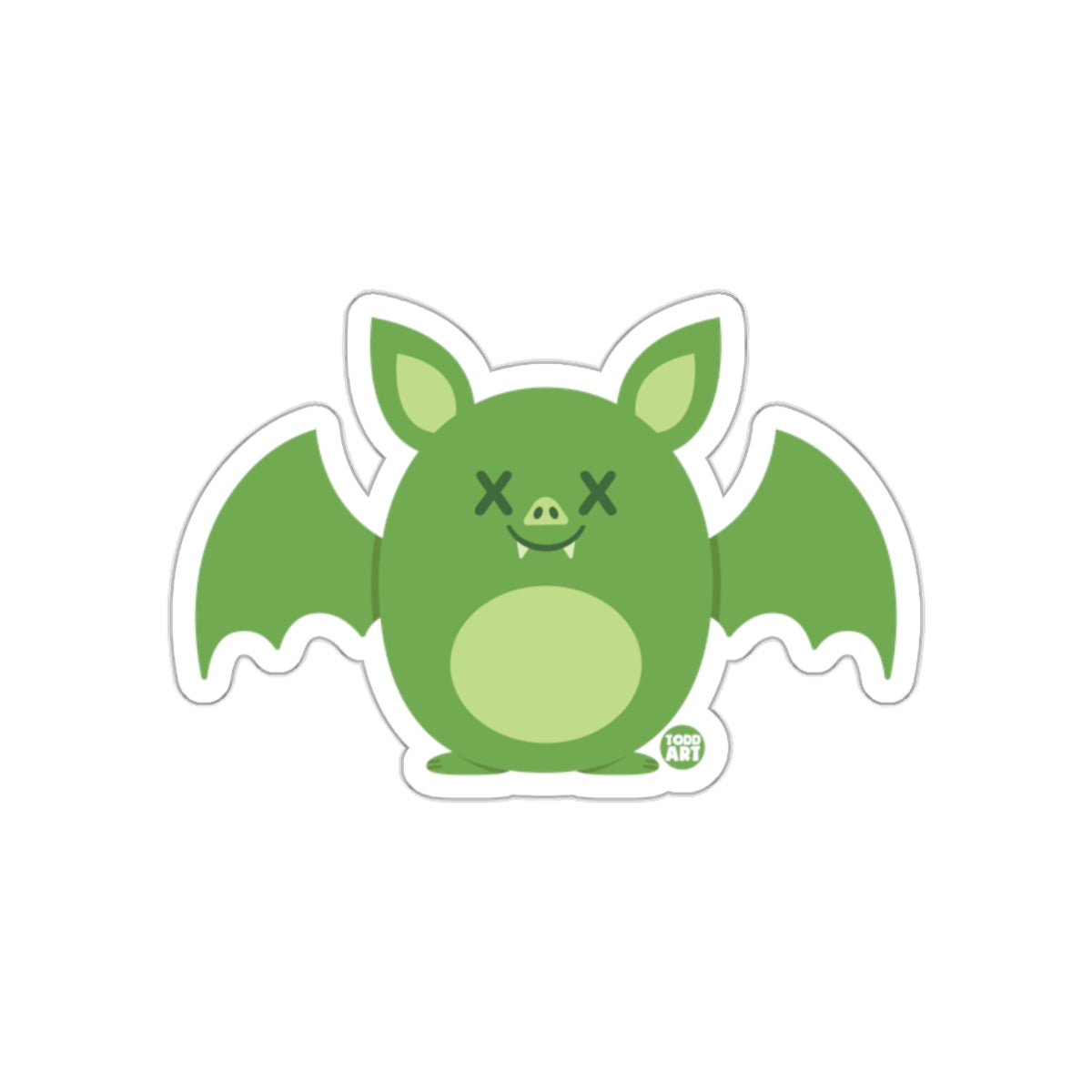 Green Cartoon Bat with X Eyes Sticker Product