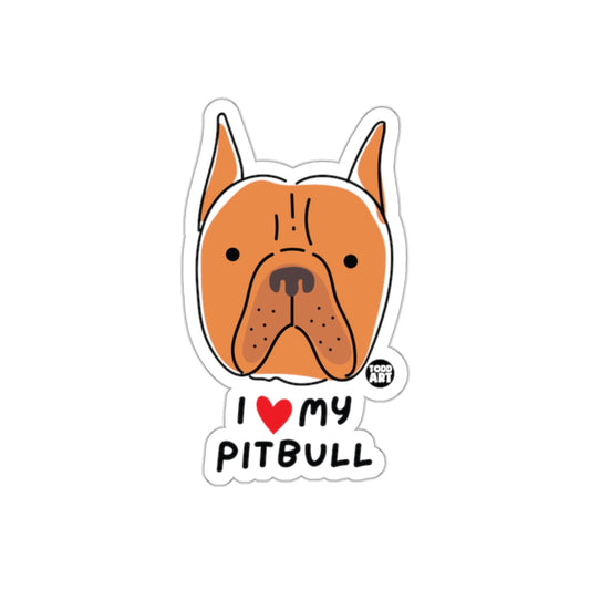 I Love My Pitbull Dog Face Design Sticker