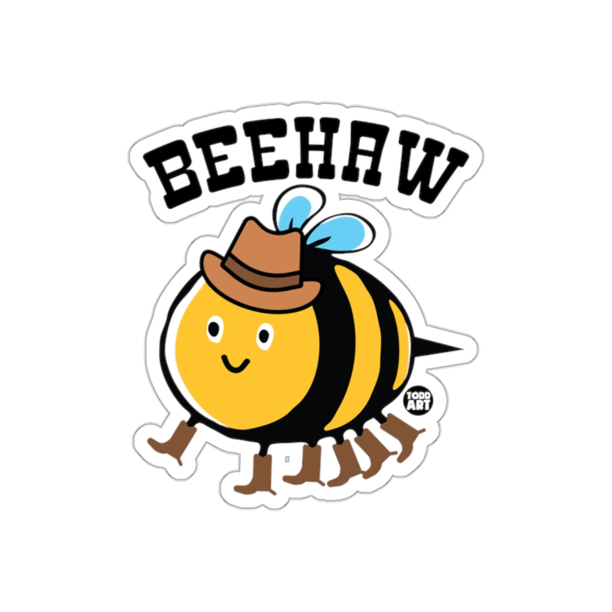 Beehaw Sticker Cute Hat Wearing Bumblebee Artwork