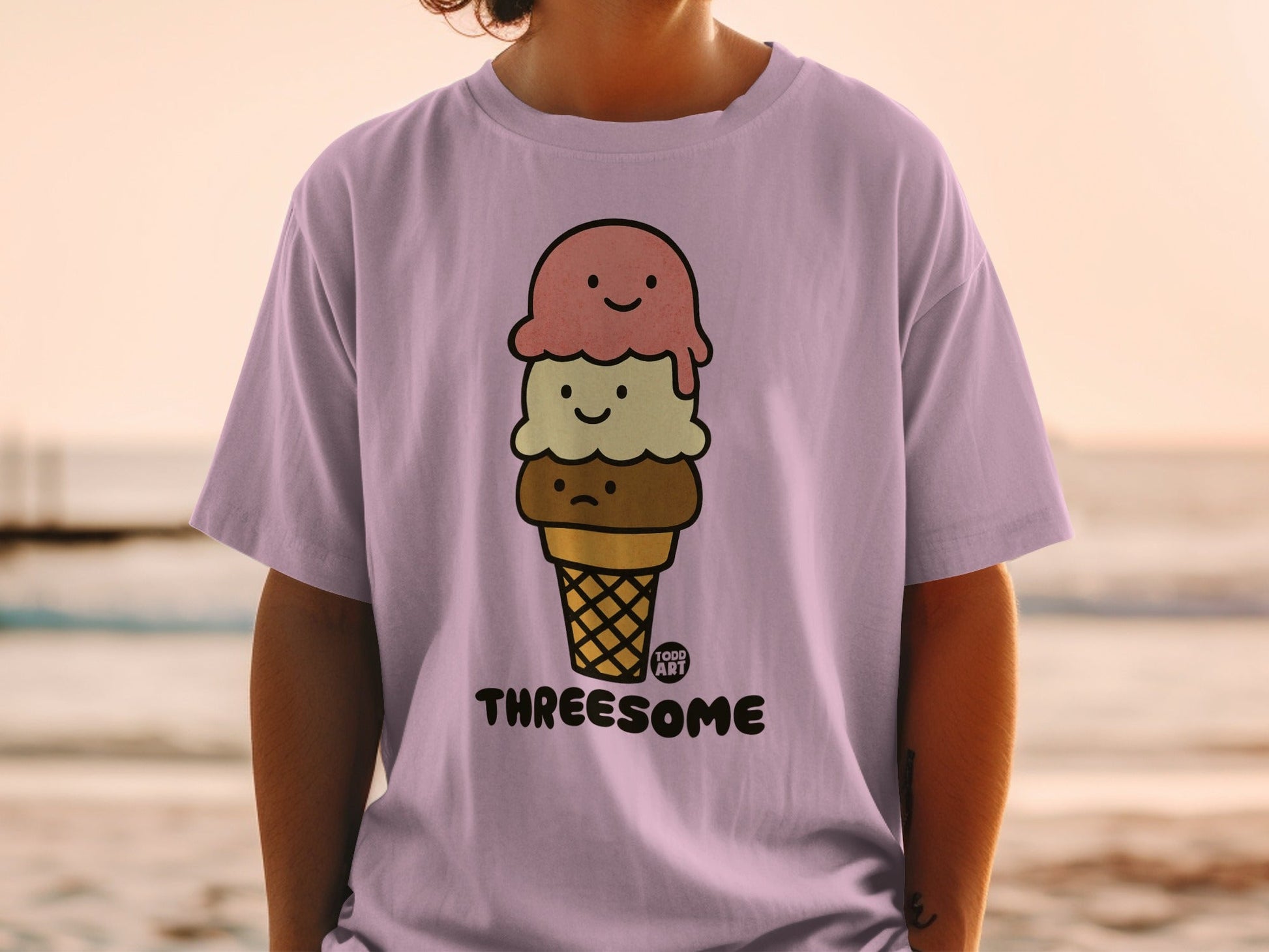 Threesome Ice Cream Cone Graphic Tee Shirt