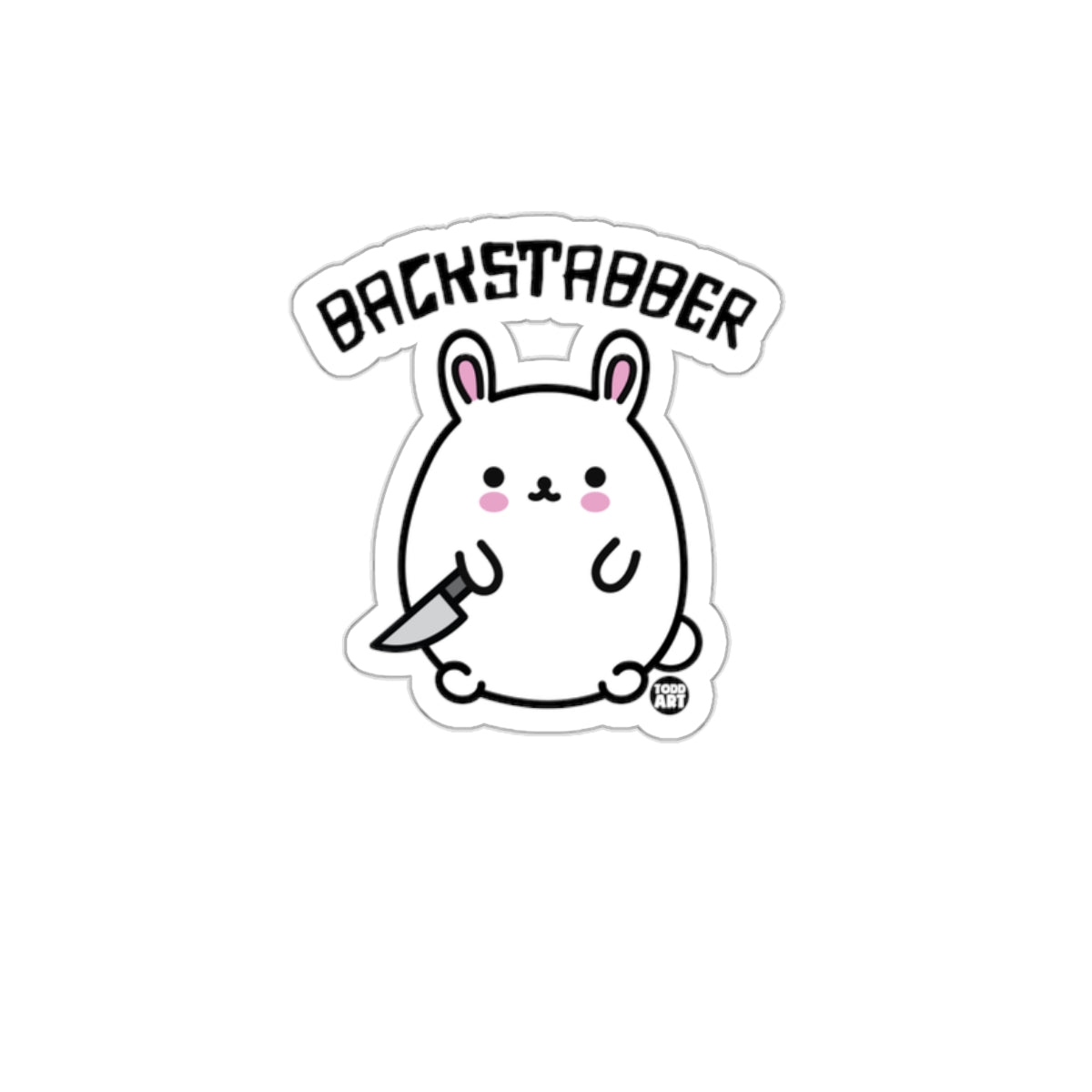 Cute Backstabber Bunny Sticker Fun Graphic Decor