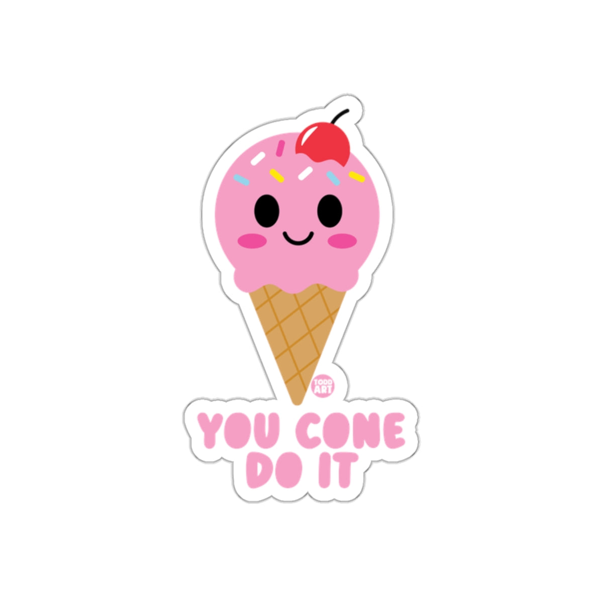 You Cone Do It Adorable Ice Cream Cone Sticker