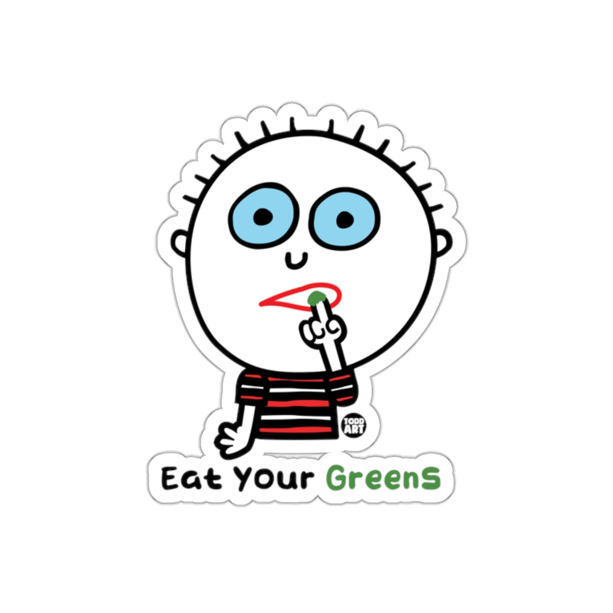 Eat Your Greens Cartoon Character Sticker Sticker