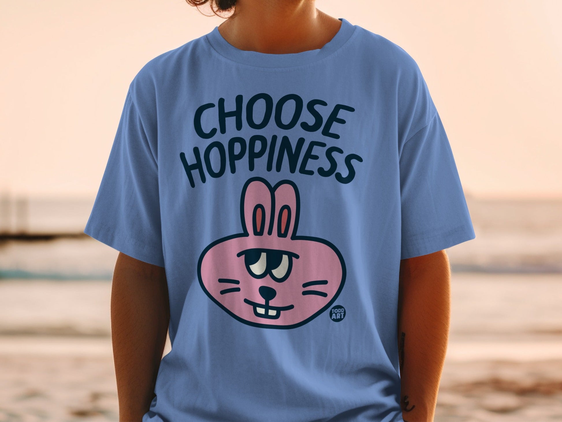 Choose Hoppiness T-Shirt With Cute Bunny Print Design