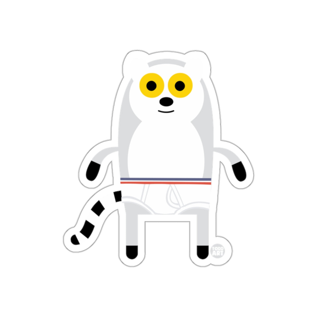 Cute Cartoon Lemur Character with Big Yellow Eyes Sticker