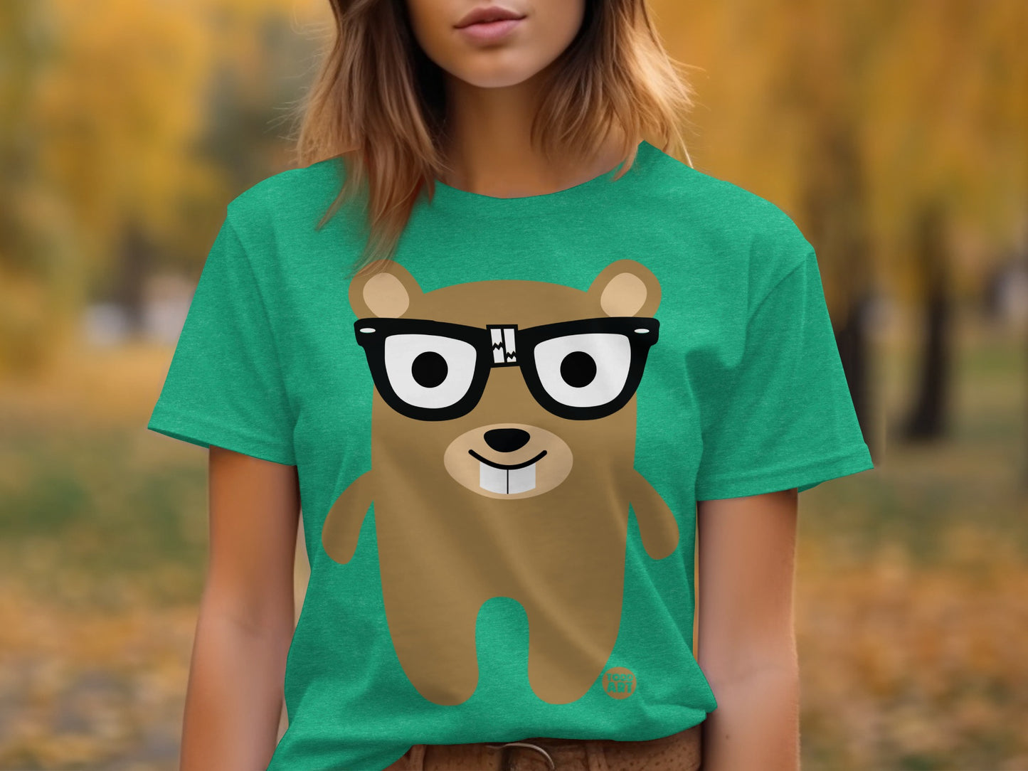 Cute Bear with Glasses Graphic Design T-Shirt