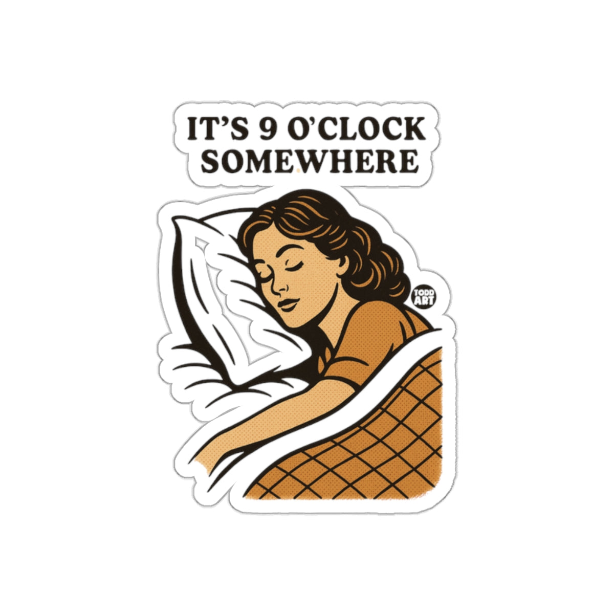 It's 9 O'clock Somewhere Sticker with Retro Art Design
