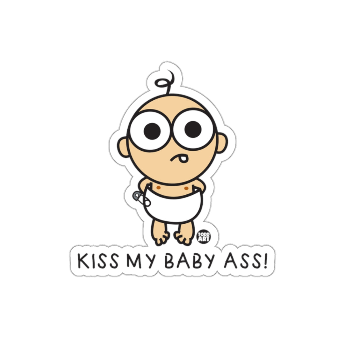 Funny Cartoon Baby in Diaper Sticker