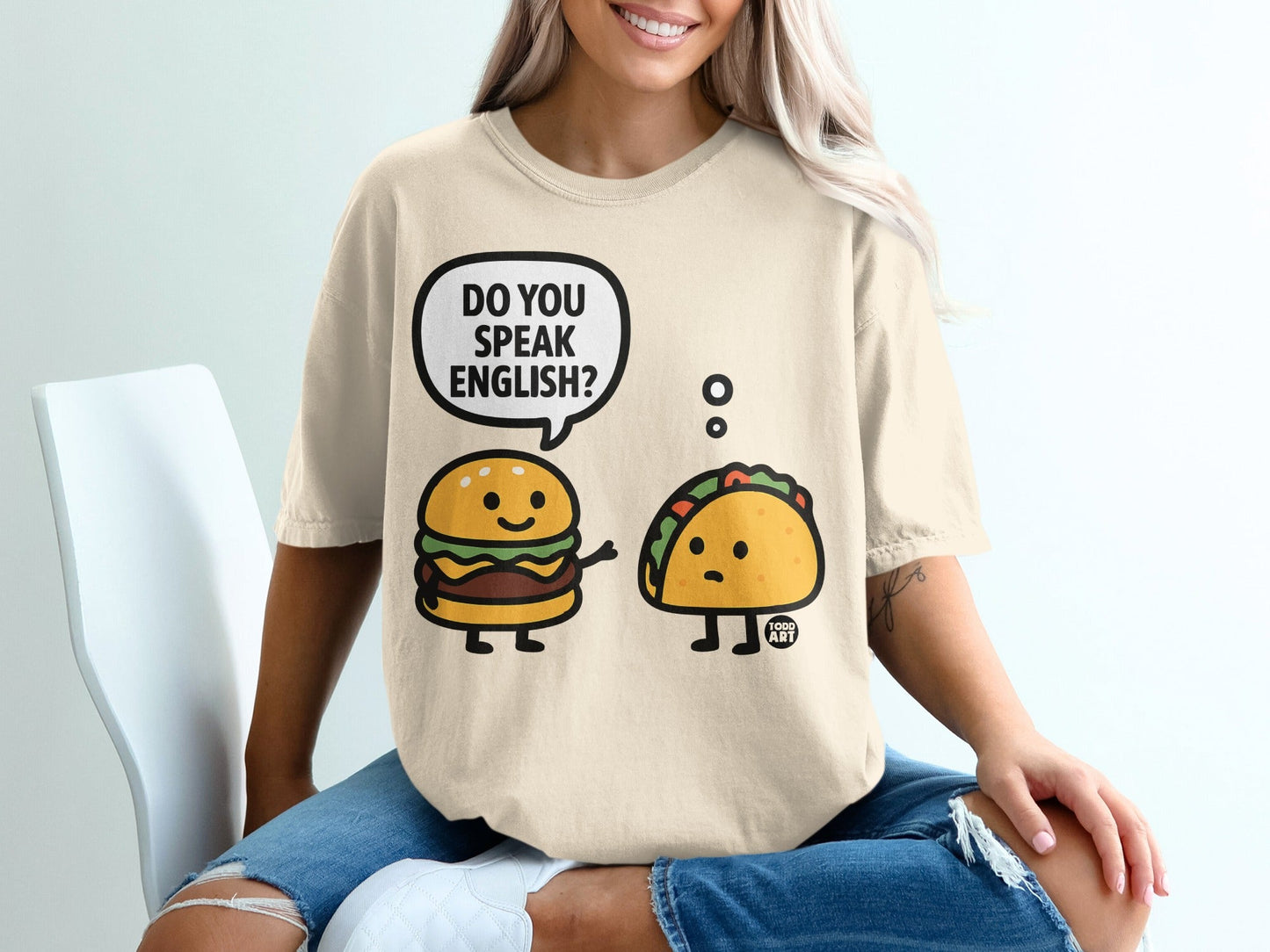 Do You Speak English Burger and Taco Graphic T-Shirt