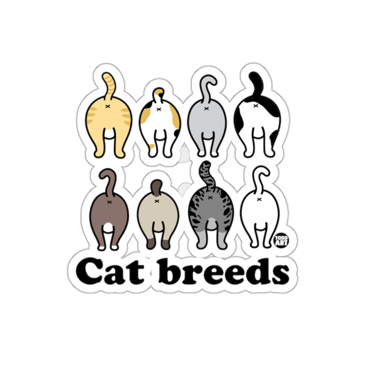 Cat Breeds from Behind Eight Different Cat Breeds Stickers