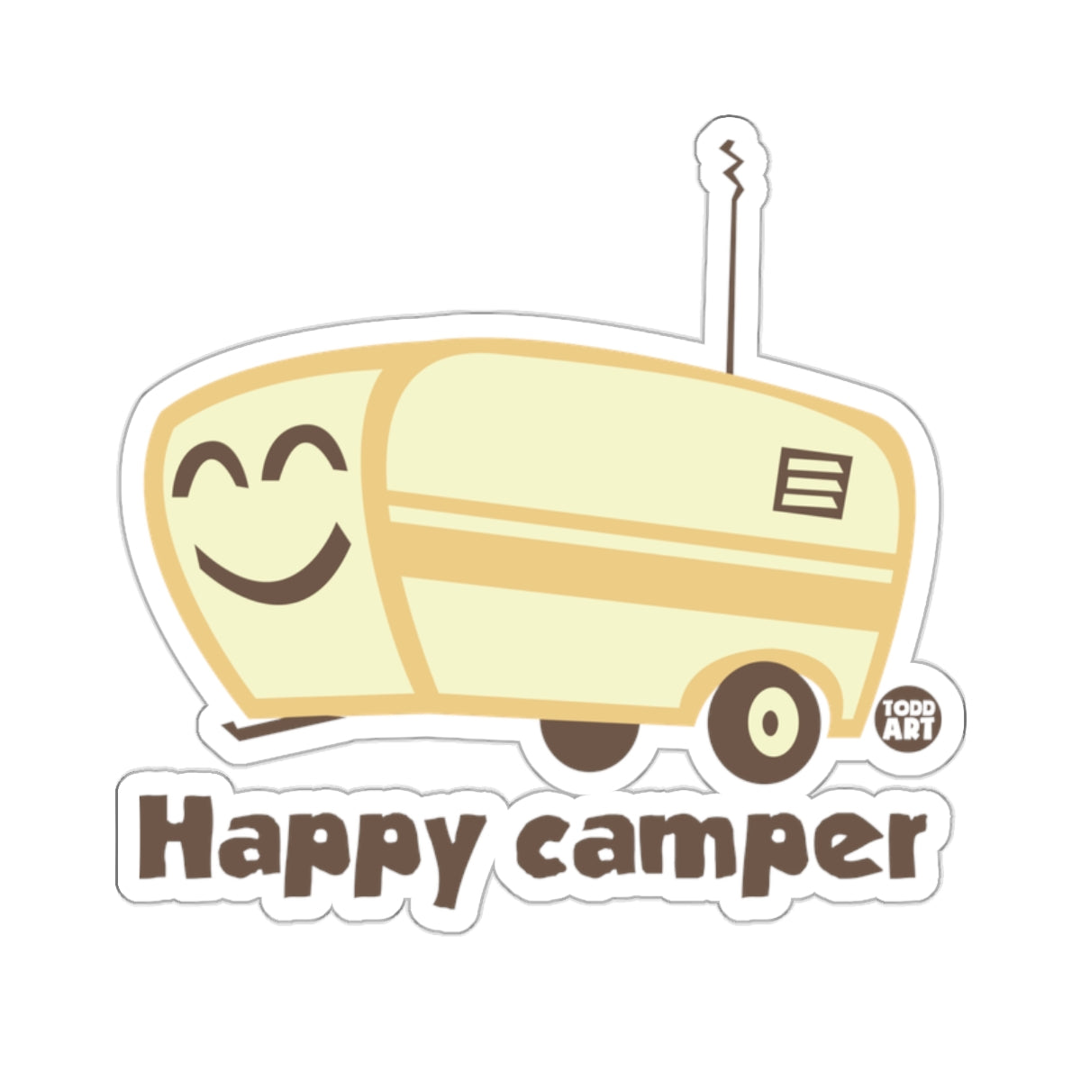 Happy Camper Cartoon Trailer Graphic Design Stickers