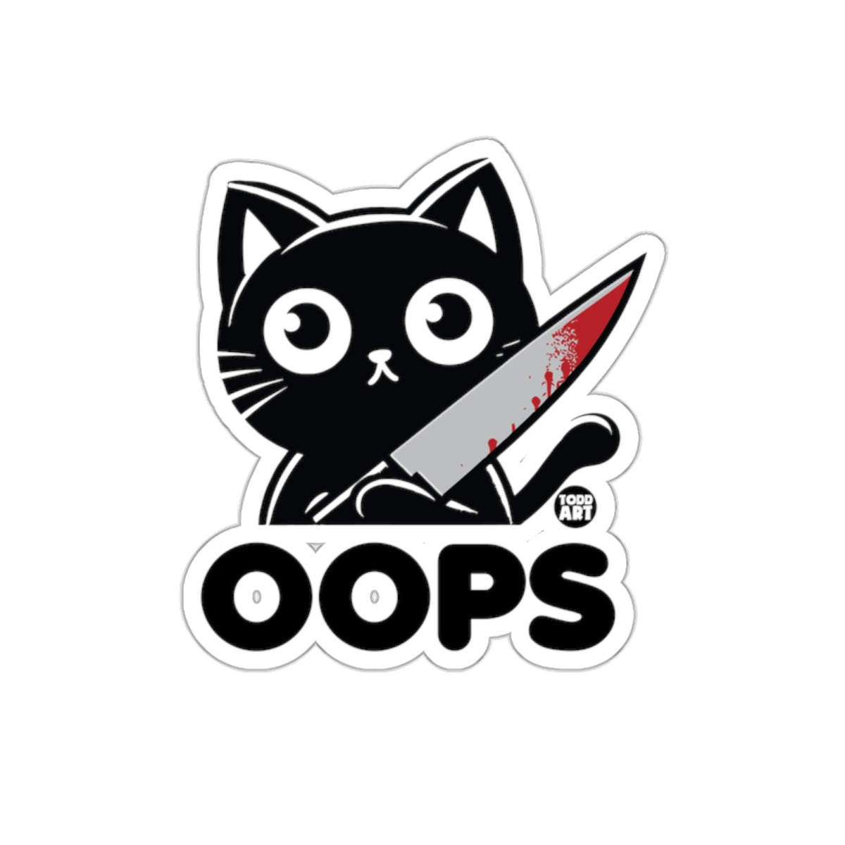 Oops Cat With Knife Sticker For Fun And Laughter