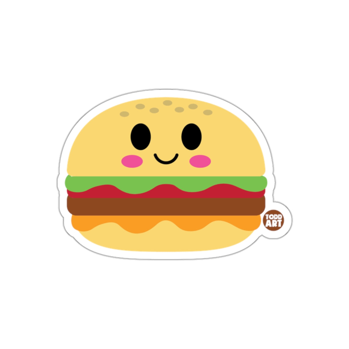 Adorable Smiling Burger Cartoon Sticker for All Ages