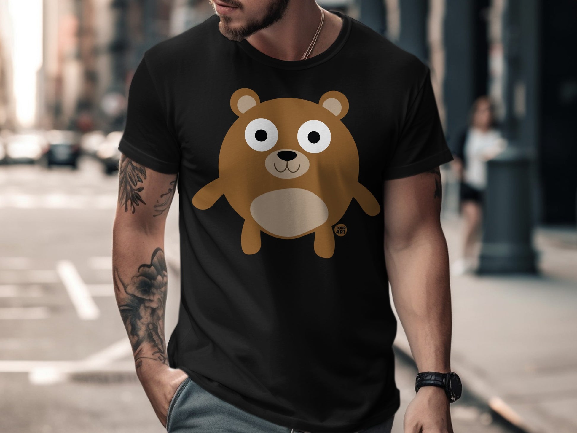 Cute Round-Eyed Bear Graphic Tee for Fashion Enthusiasts