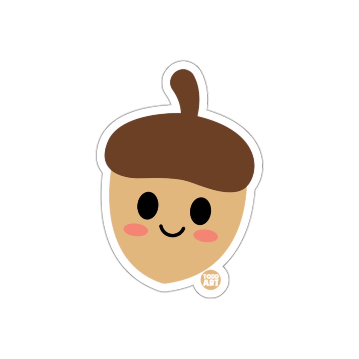 Cute Smiling Acorn Cartoon Sticker Todd Art Design