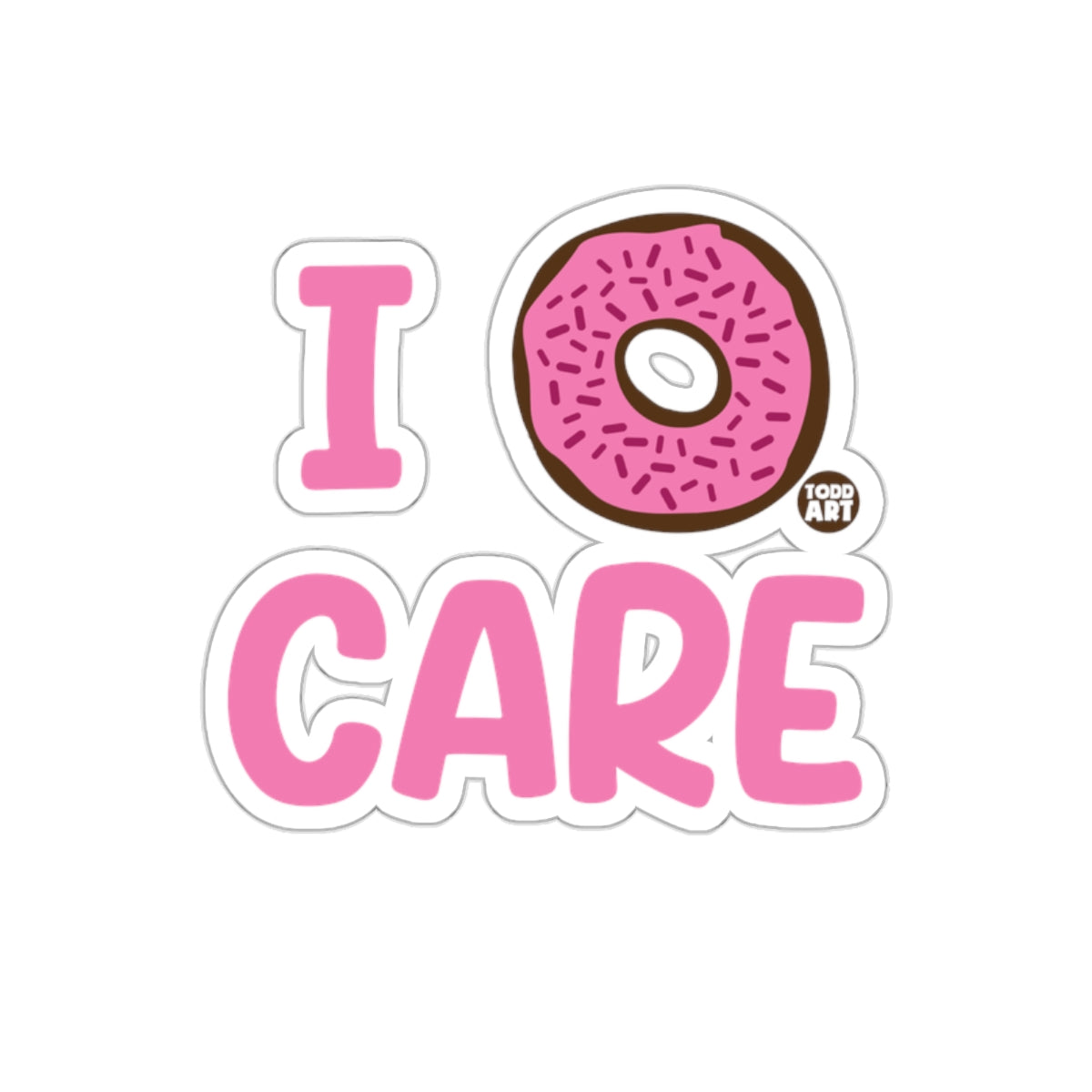I Donut Care Pink Frosted Sticker Cute Fun Design