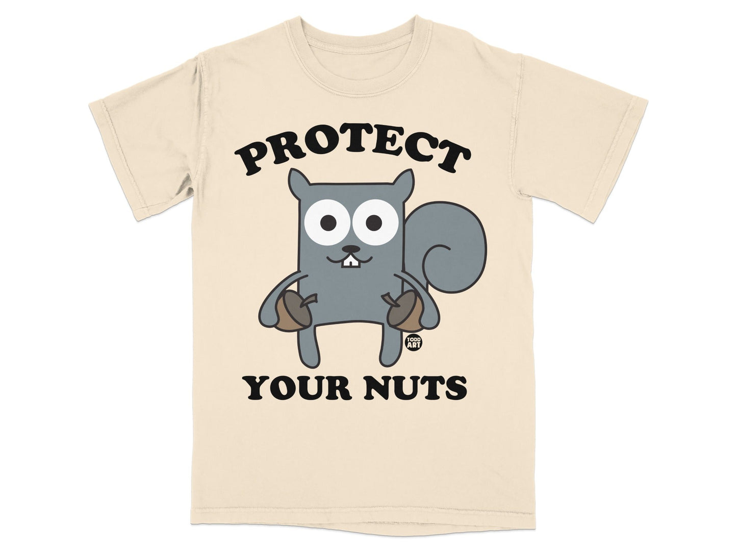 Protect Your Nuts Squirrel T-Shirt, Funny Animal Humor Tee, Cute Acorn Lover Gift, Witty Cartoon Pun Shirt, Woodland Creature Apparel