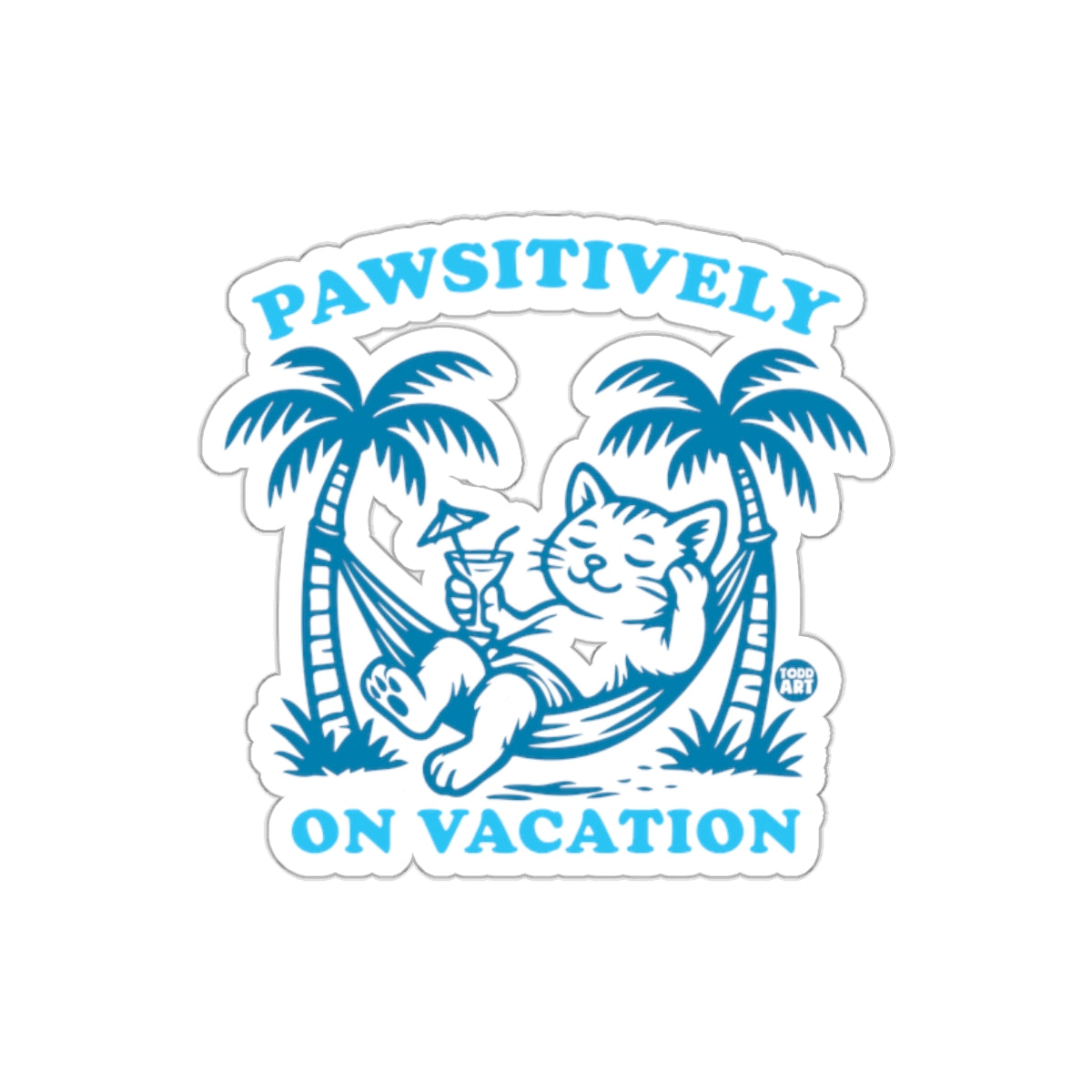 Pawsitively On Vacation Cat Relaxing Sticker