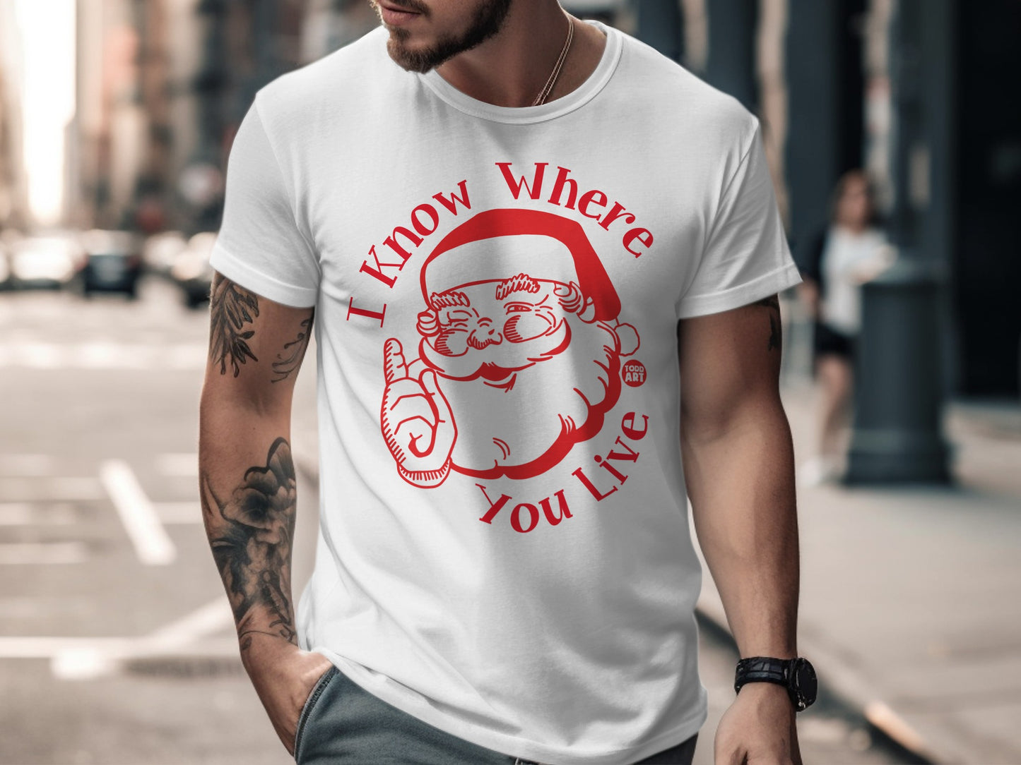 I Know Where You Live Santa Claus Graphic Tee