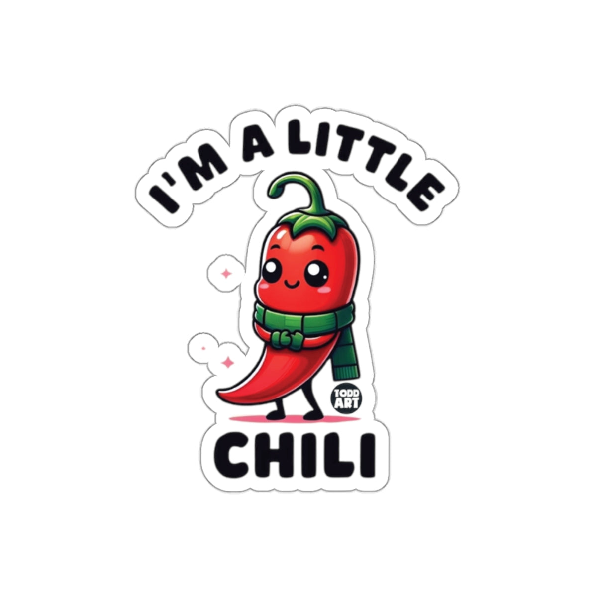 Cute Red Chili Wearing Green Scarf Sticker