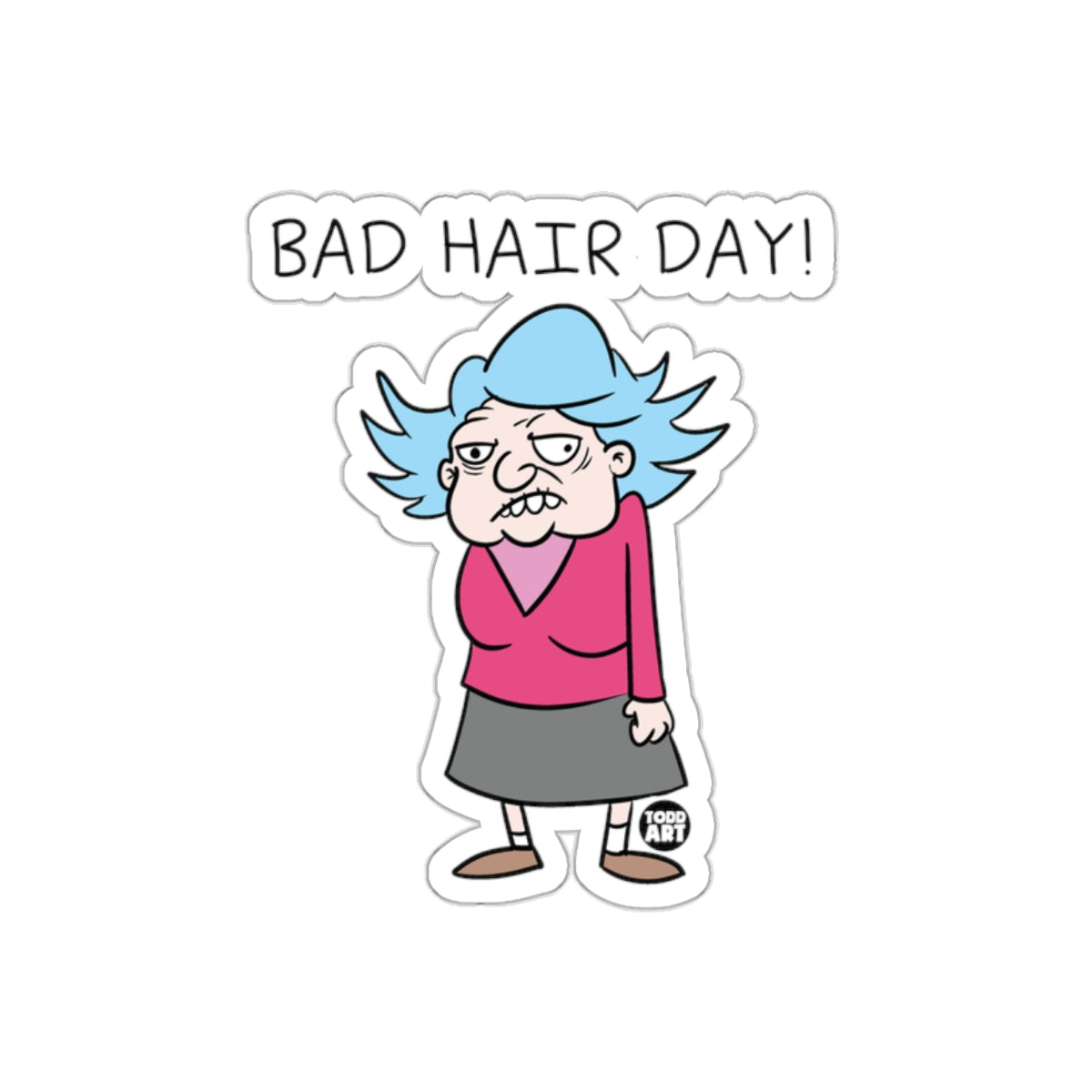 Bad Hair Day Cartoon Character Graphic Sticker