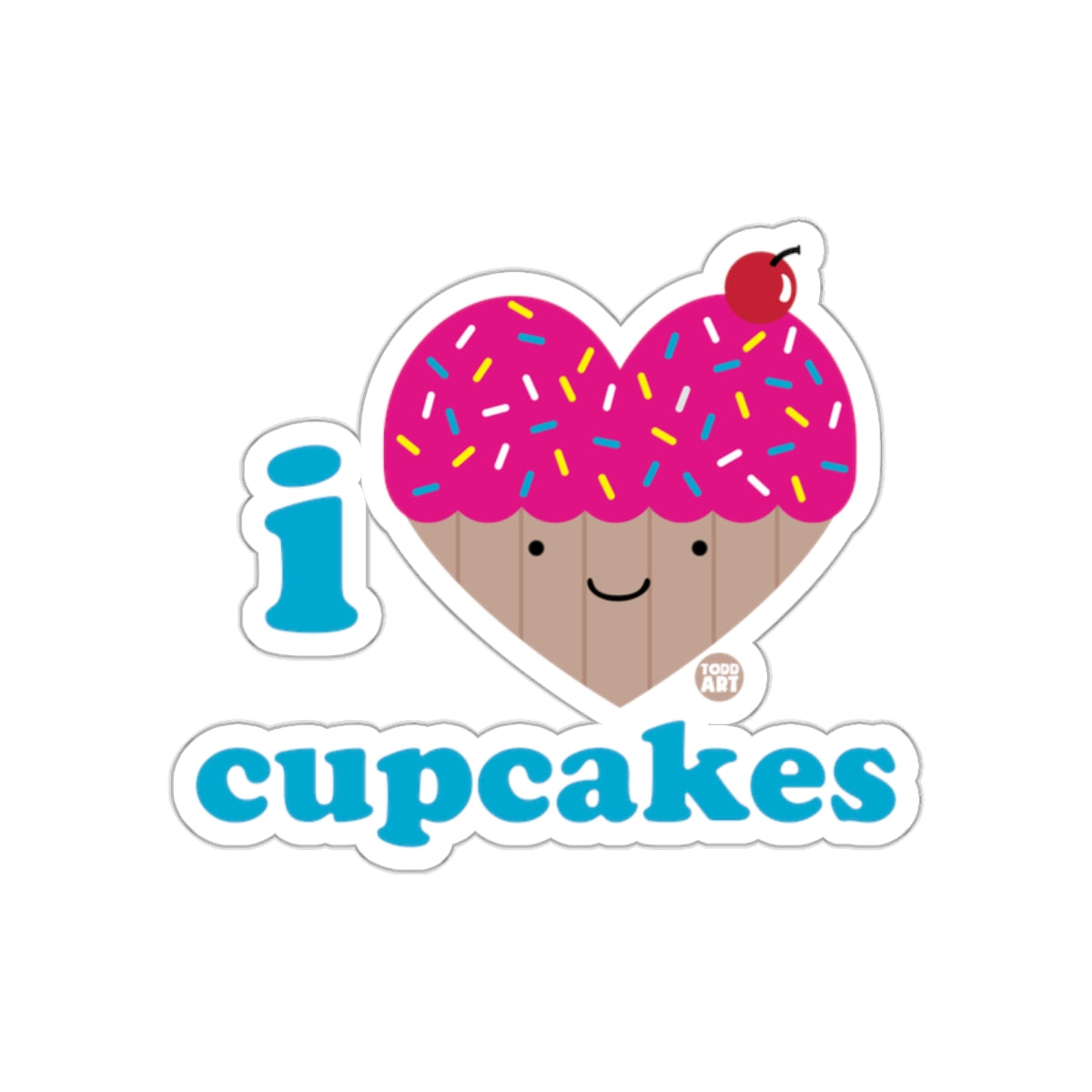 I Love Cupcakes Cute Cartoon Design Sticker