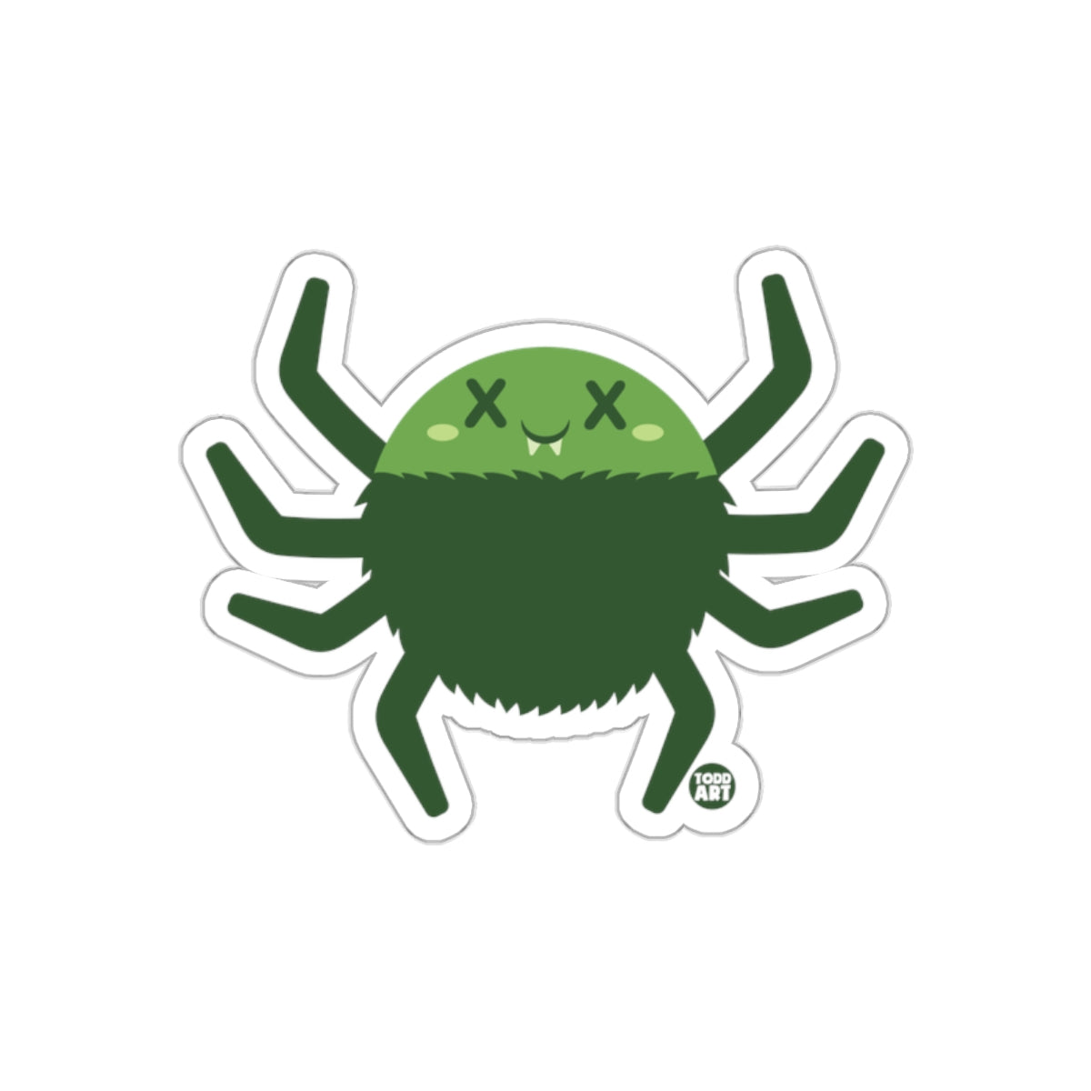 Cute Green Cartoon Spider Sticker for Kids and Adults