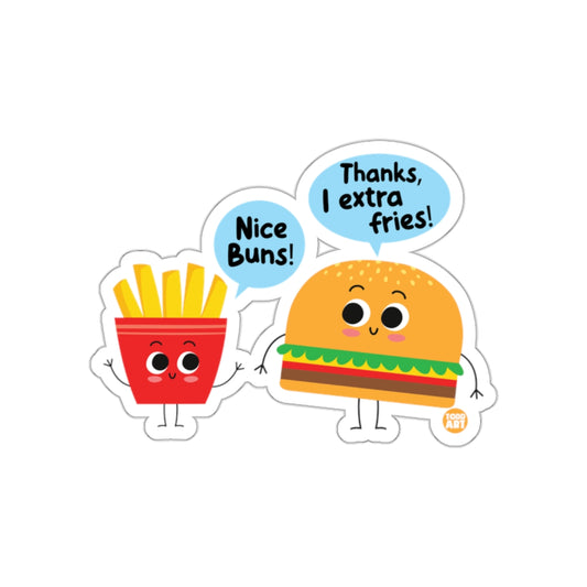 Cute Burger and French Fries Cartoon Sticker