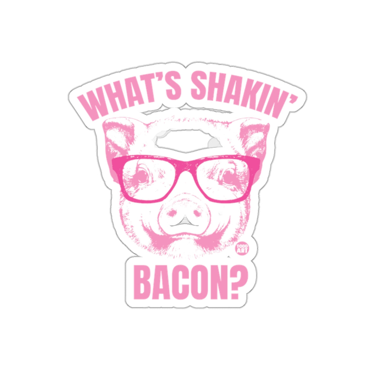 What's Shakin' Bacon Pink Pig with Glasses sticker