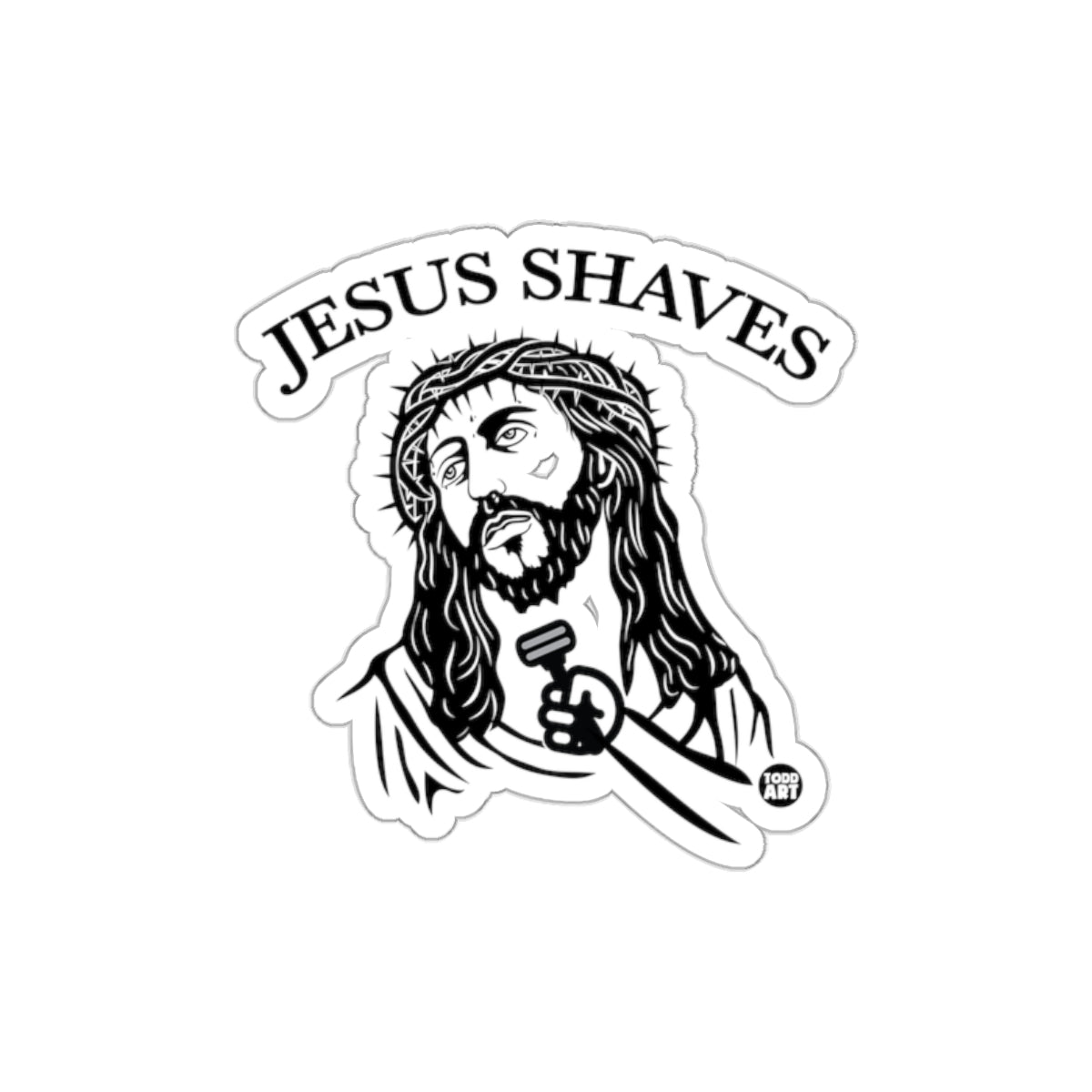 Jesus Shaves Humorous Religious Artwork Sticker