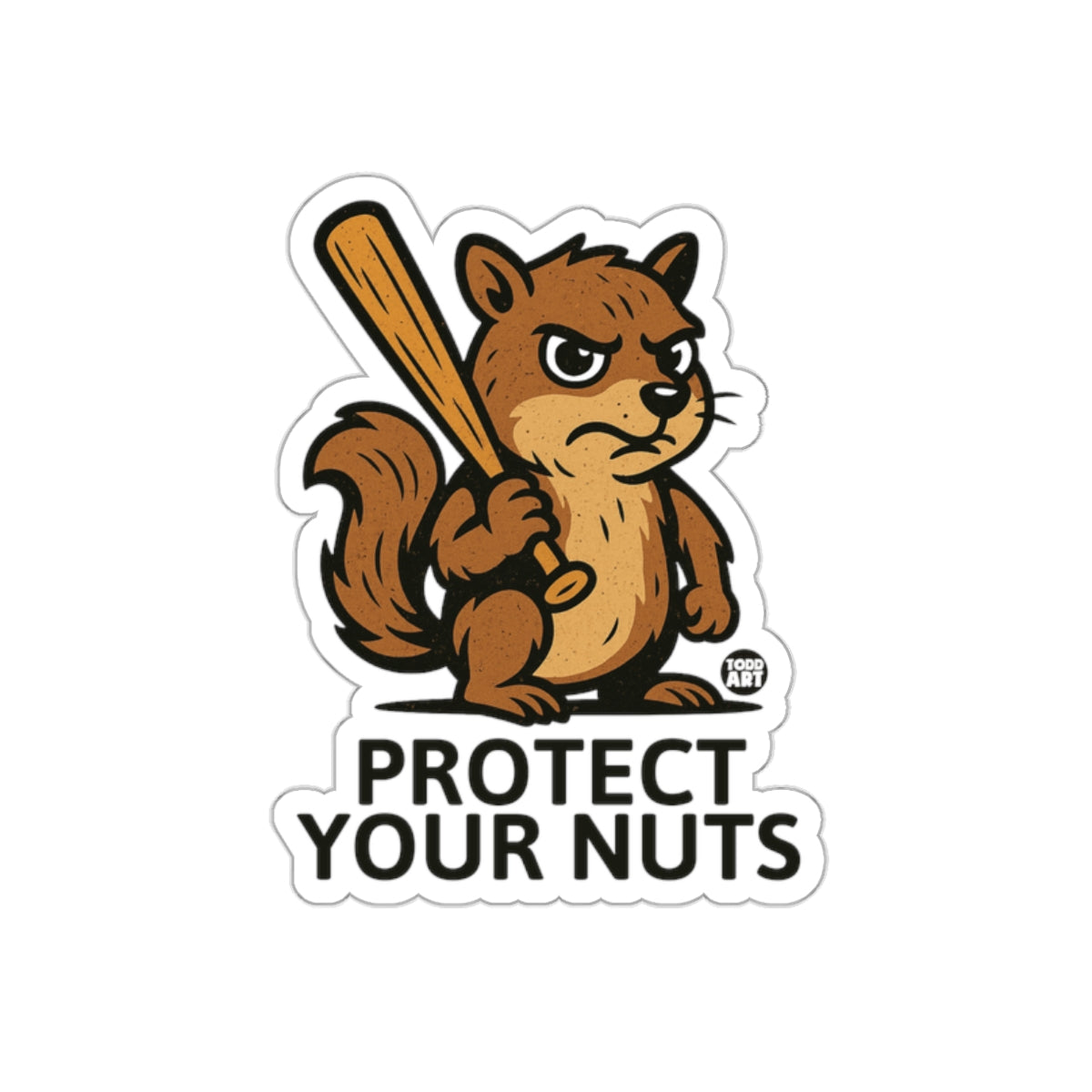 Grumpy Squirrel Bat Protect Your Nuts Funny sticker
