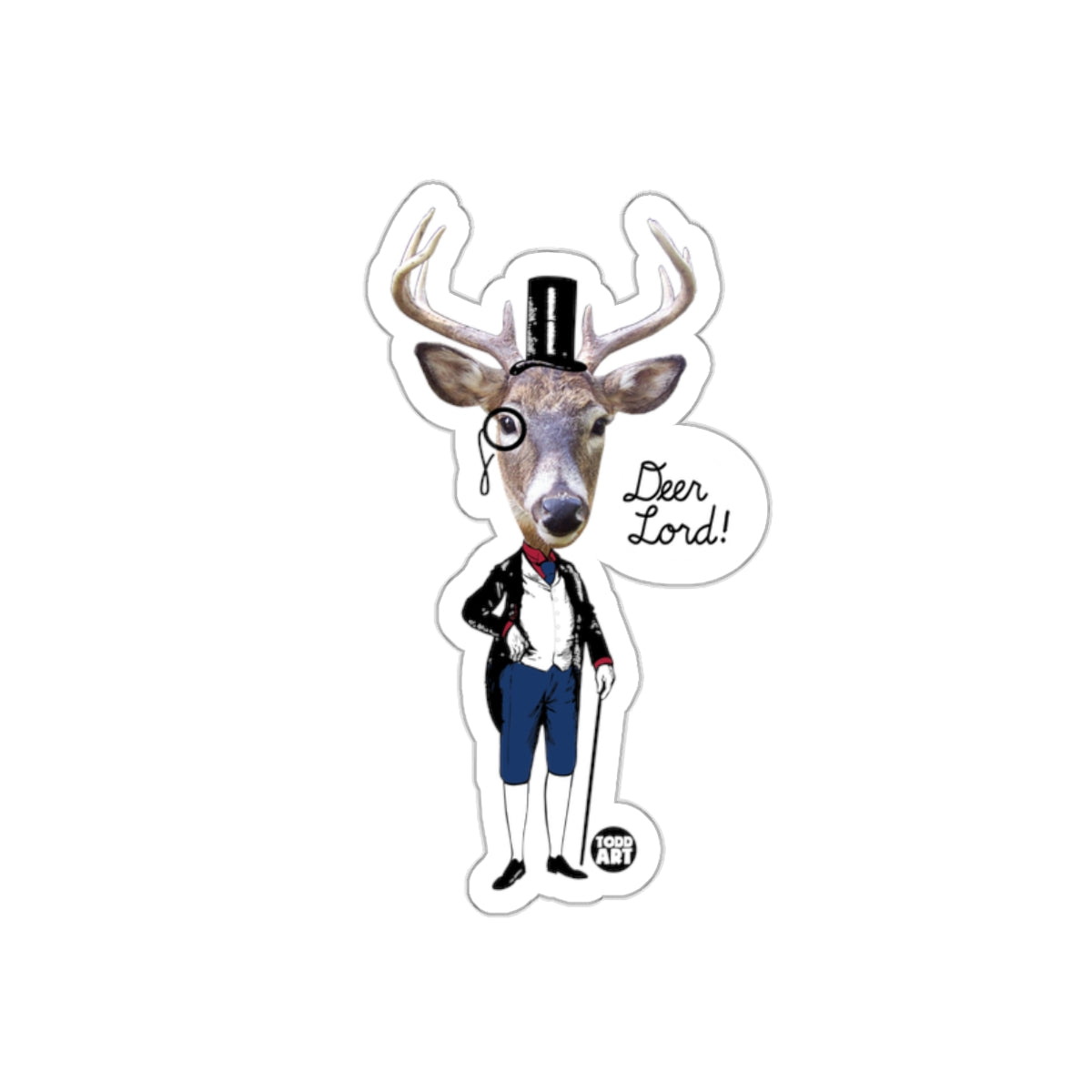 Vintage Style Deer Lord Sticker with Monocle