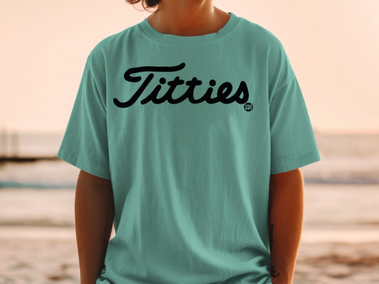 Todd Art Titties Graphic Unisex Teal T-Shirt