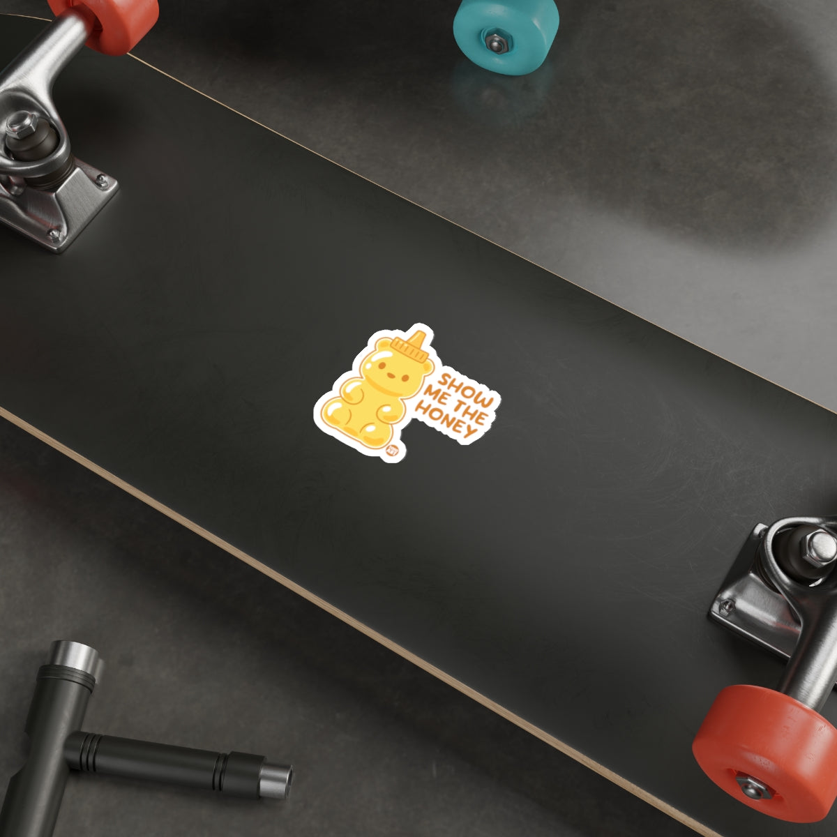 Show Me The Honey Bear Sticker Skateboard Deck