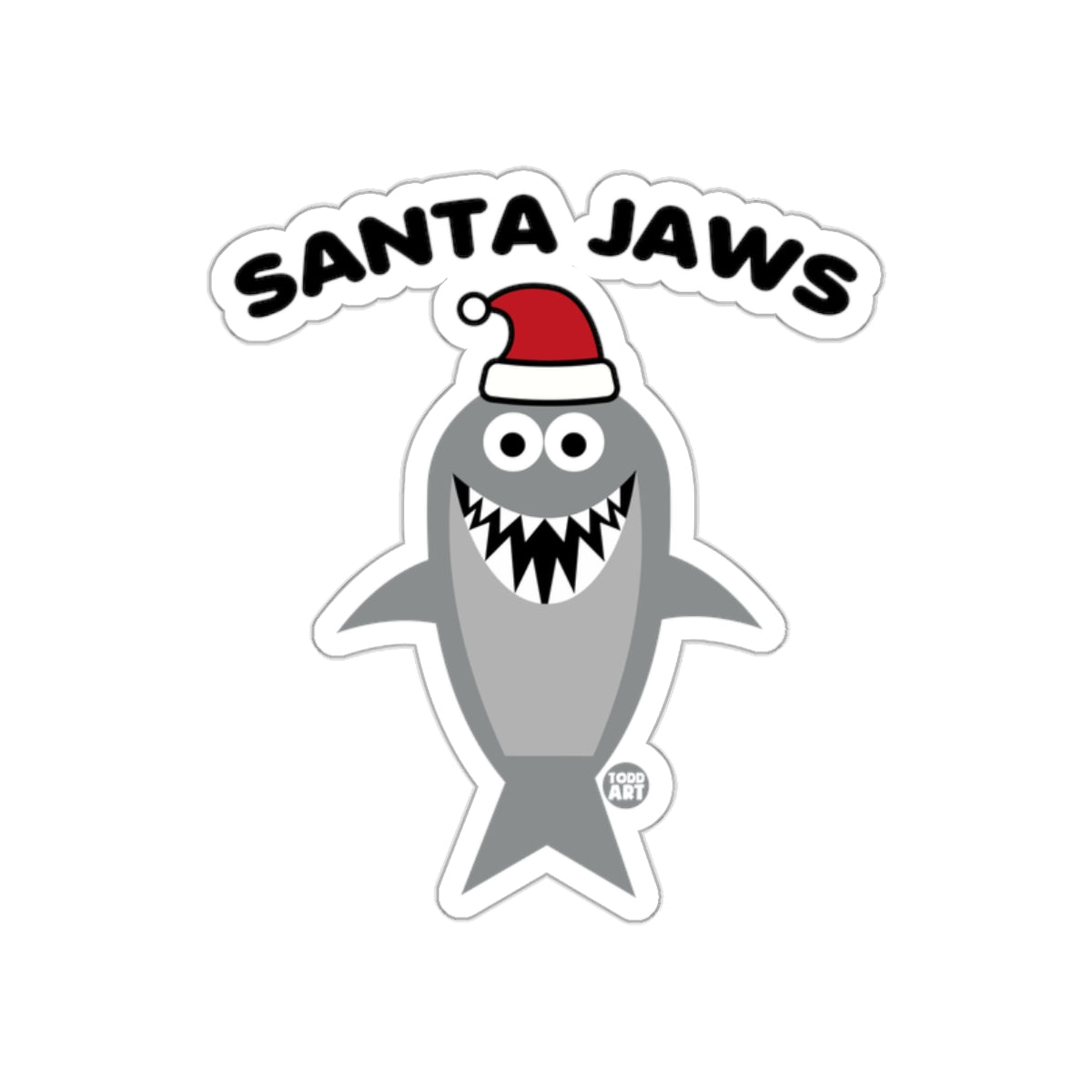 Santa Jaws Shark in Christmas Hat fun sticker design