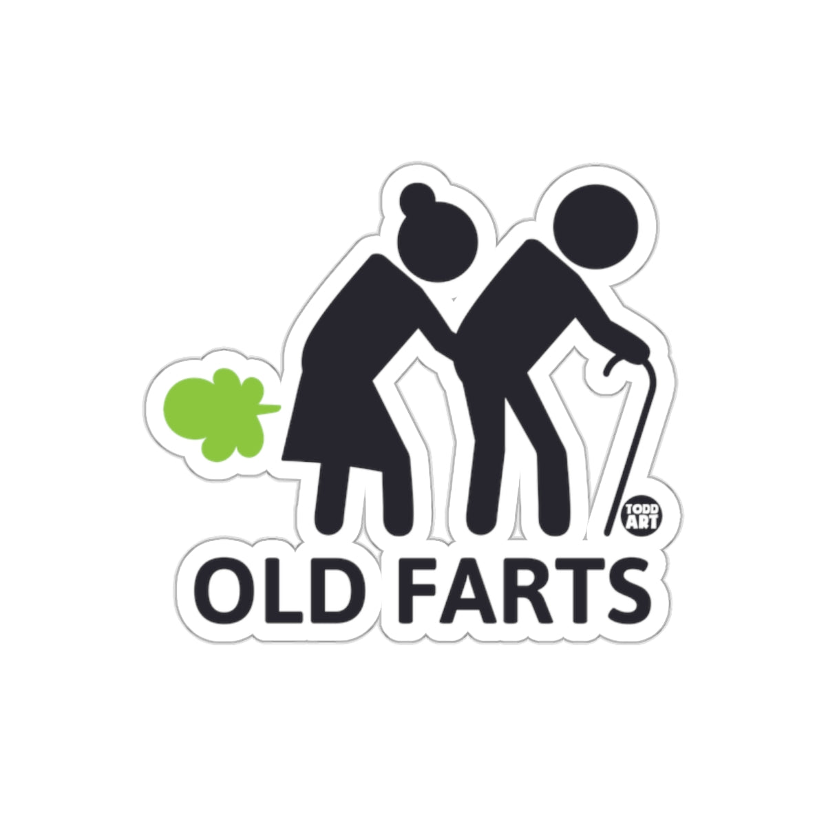 Hilarious Old Farts Sticker with Funny Green Cloud Design