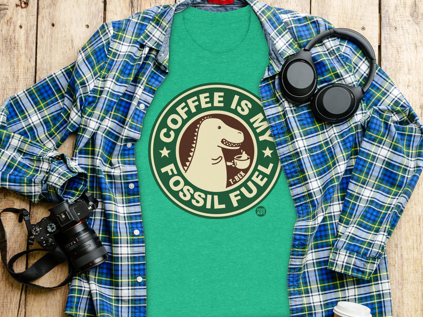 Coffee Is My Fossil Fuel T-Rex Graphic T-shirt
