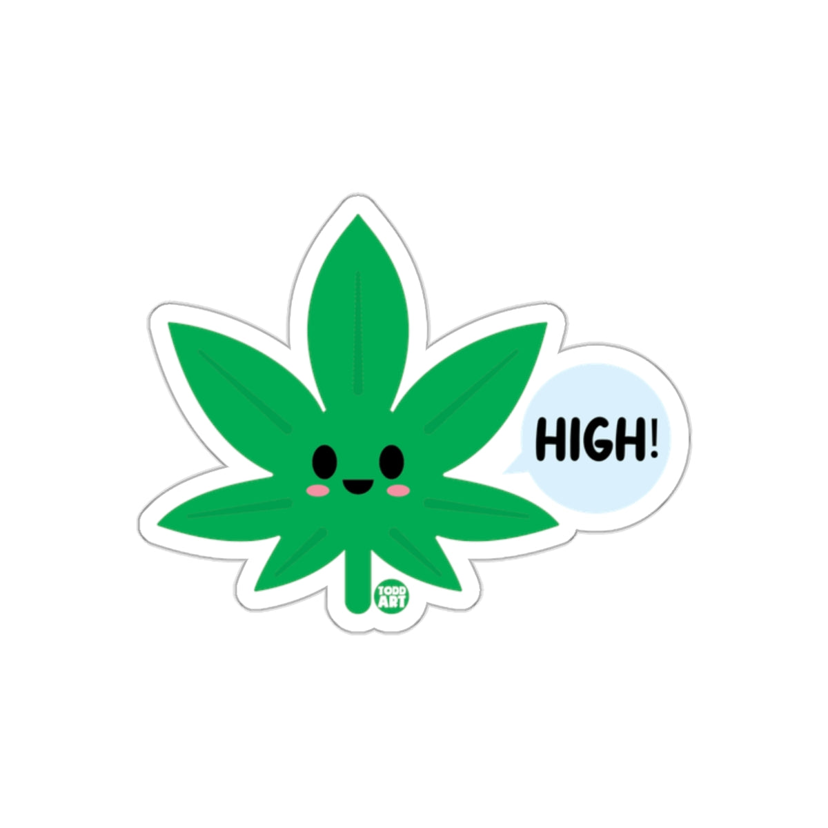 Cute Smiling Leaf Saying High Sticker Product