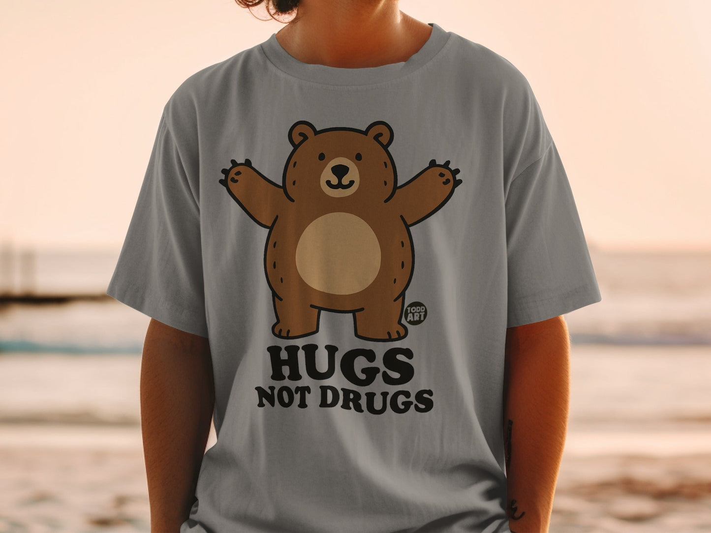 Hugs Not Drugs Cute Bear Graphic T-Shirt Product