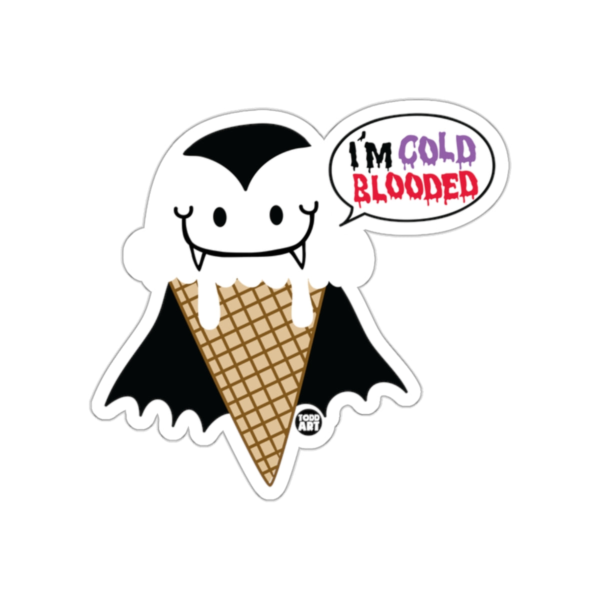 Cute Vampire Ice Cream Sticker with Fun Text