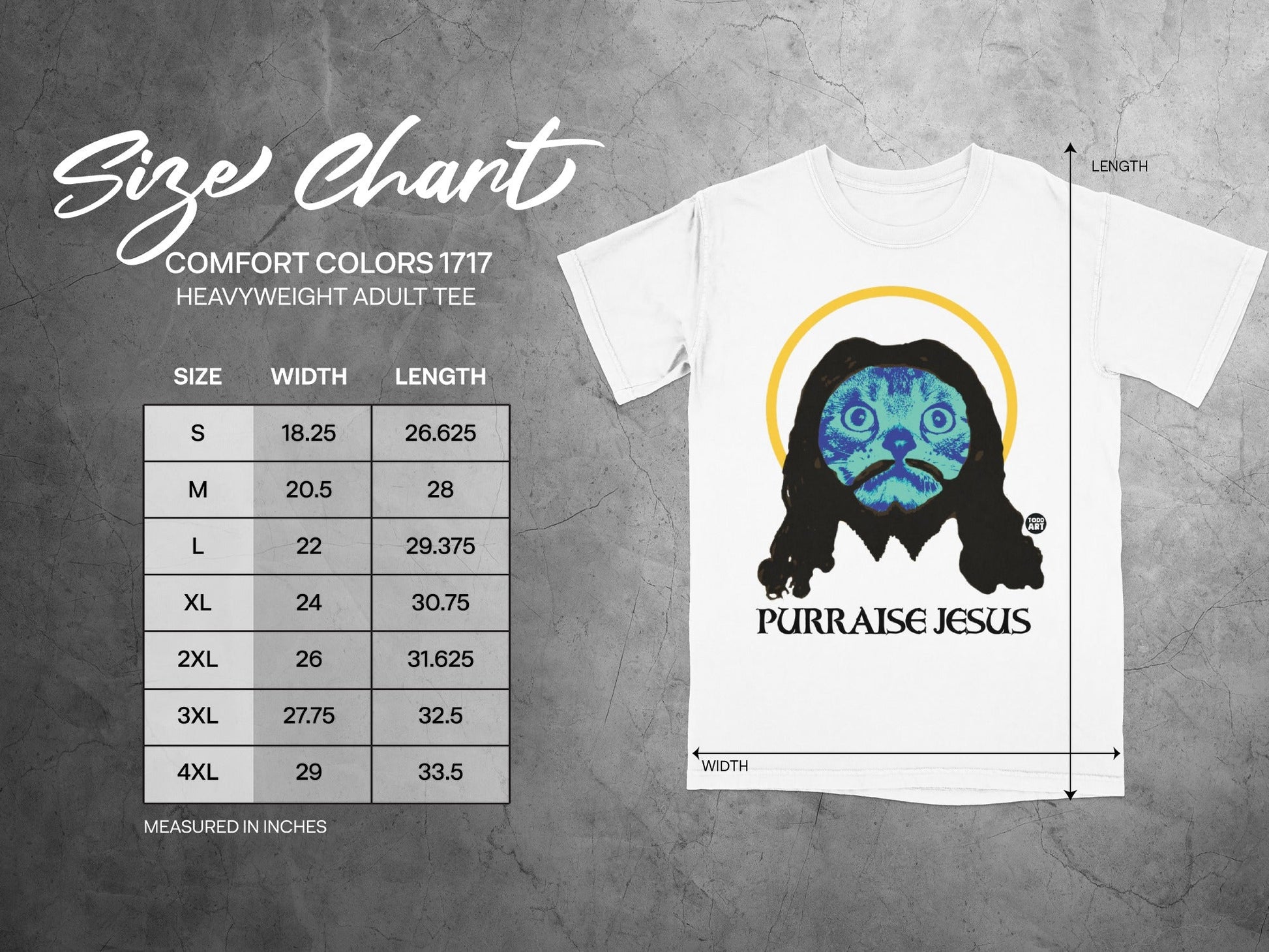 Purraise Jesus Cat Art Heavyweight Adult Tee