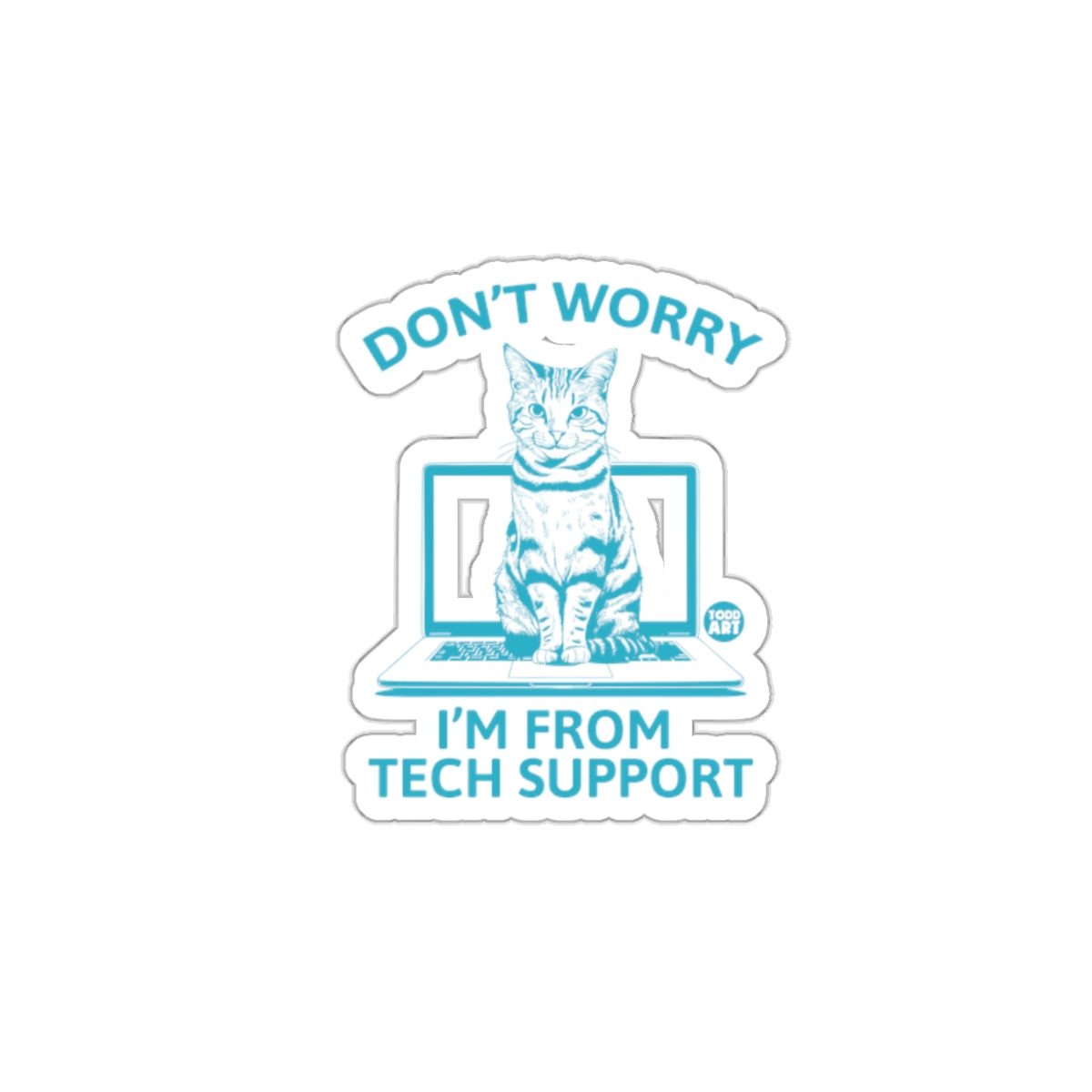Dont Worry Im From Tech Support Cat On Laptop Stickers